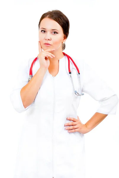 Thinking woman doctor — Stock Photo, Image