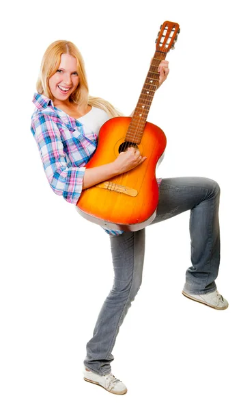 A lány gitározik — Stock Fotó