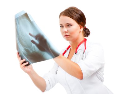 Genç Doktor Röntgen resim incelenmesi