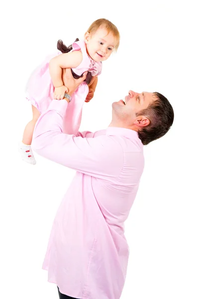 Father raises his daughter — Stock Photo, Image