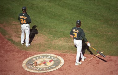 Oakland A's Coliseum Baseball Players clipart