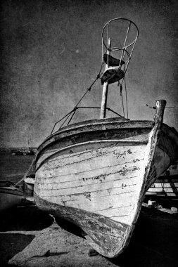 Vintage image of wreck old boat clipart