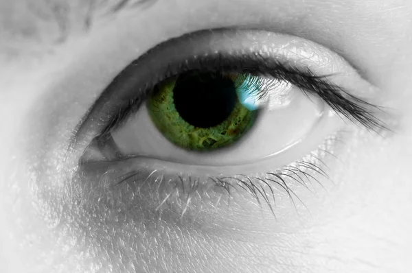1 つの人間の女性の目のマクロの表示 — ストック写真