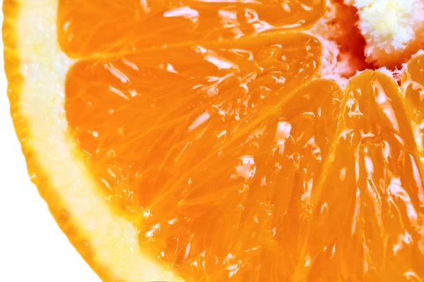 Macro vista detallada de la fruta de naranja en rodajas — Foto de Stock
