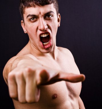 Scream of furious angry violent man clipart