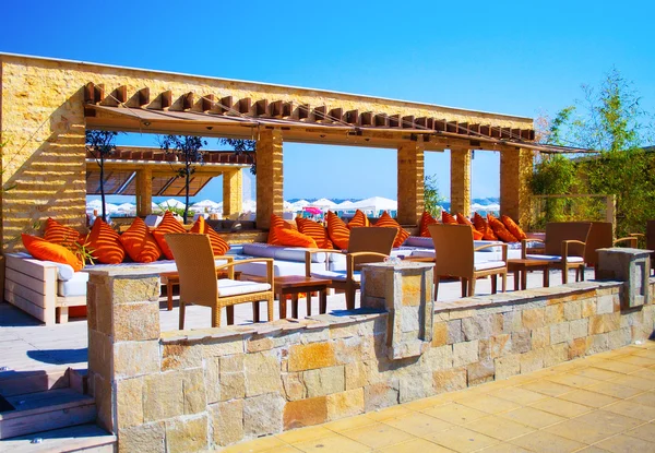 Outdoor lounge on Sunny Beach, Bulgaria — Stock Photo, Image