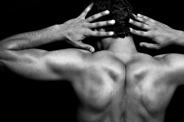 Rücken des muskulösen, athletischen jungen Mannes — Stockfoto