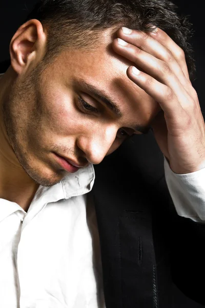 Retrato de triste deprimido jovem — Fotografia de Stock