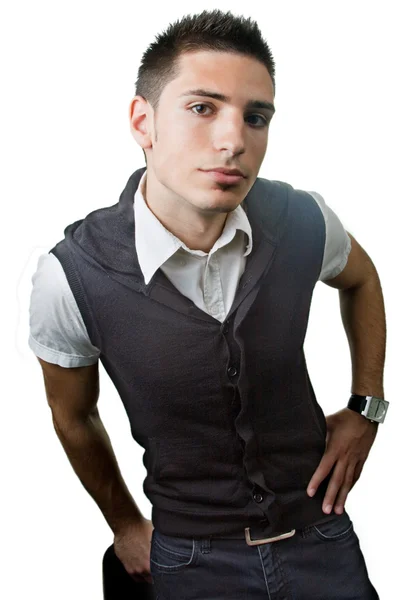 Bir genç moda adam beyaz izole — Stok fotoğraf