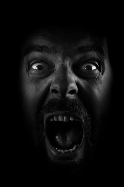 Scream of spooky scared crazy man — Stock Photo, Image