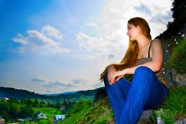 Woman looking over panorama