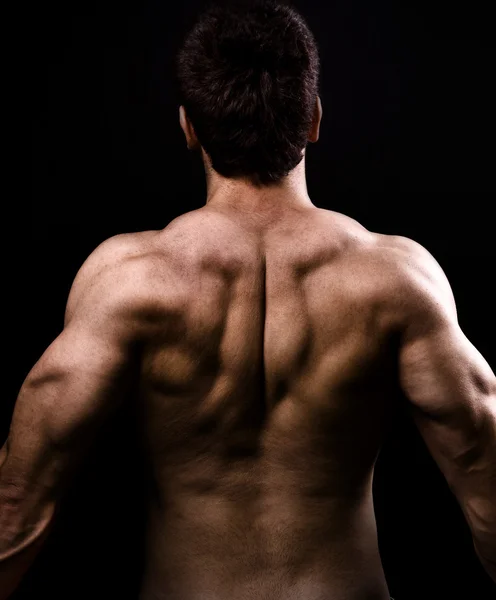 Back muscles of big healthy naked man — Stock Photo, Image