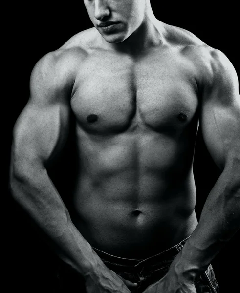 Gros musclé sexy homme avec puissant corps — Photo