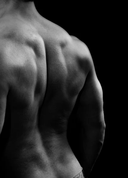 Muskulöser Mann mit starker Rückenmuskulatur — Stockfoto