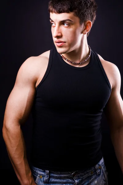 Fashion: handsome muscular young man — Stock Photo, Image