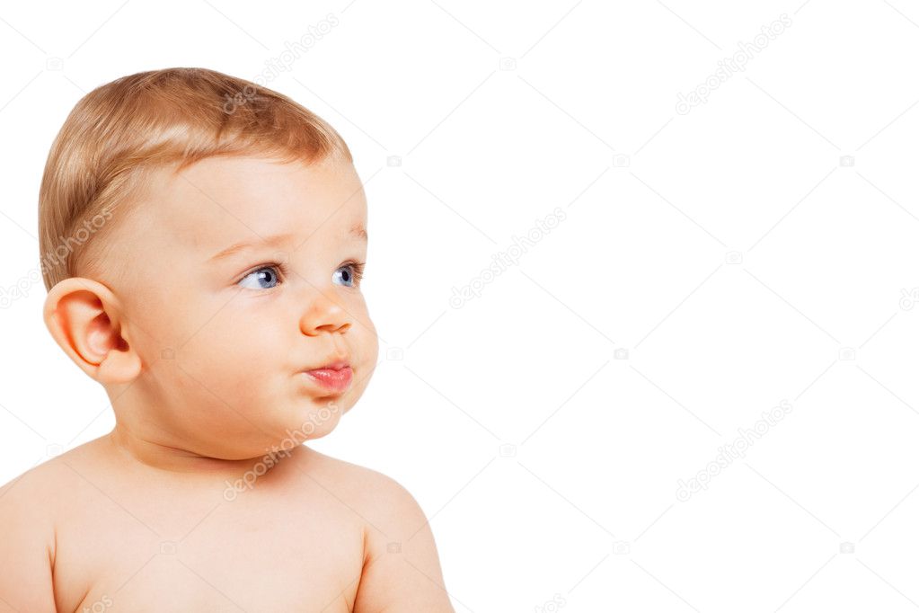 Cute Little Naked Boy Isolated On White Stock Image 
