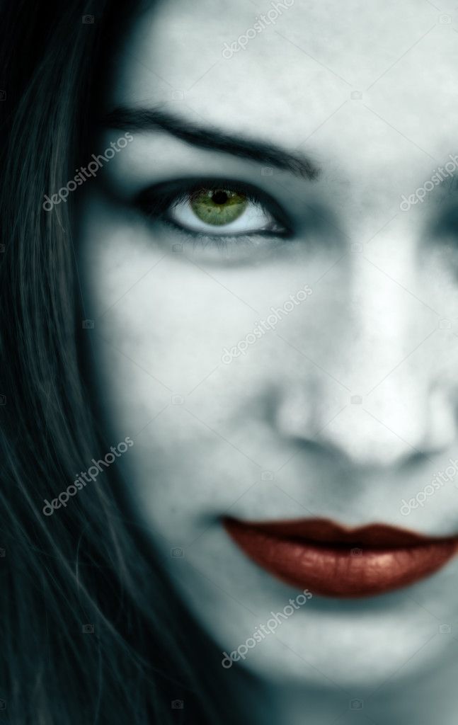 Gothic woman with pale face lips Photo by 9921715