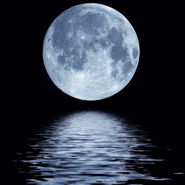 Full moon over water clipart