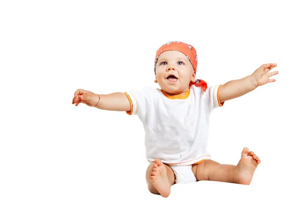 Mutlu erkek bebek beyaz izole — Stok fotoğraf