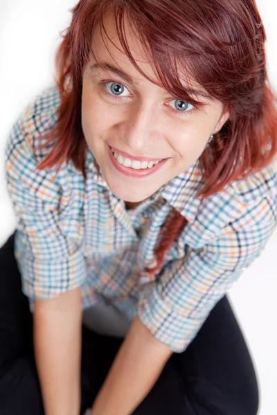 Sonrisa de adolescente feliz estudiante femenina — Foto de Stock