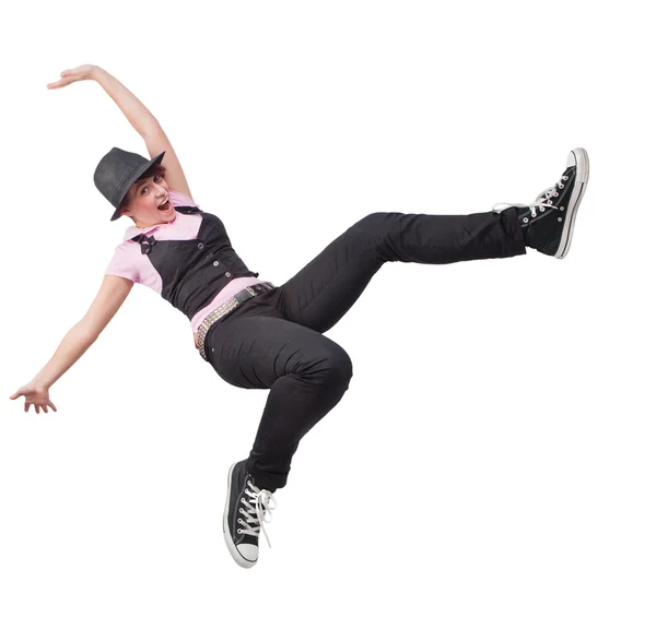 Victory jump of happy free teen woman — Stock Photo, Image