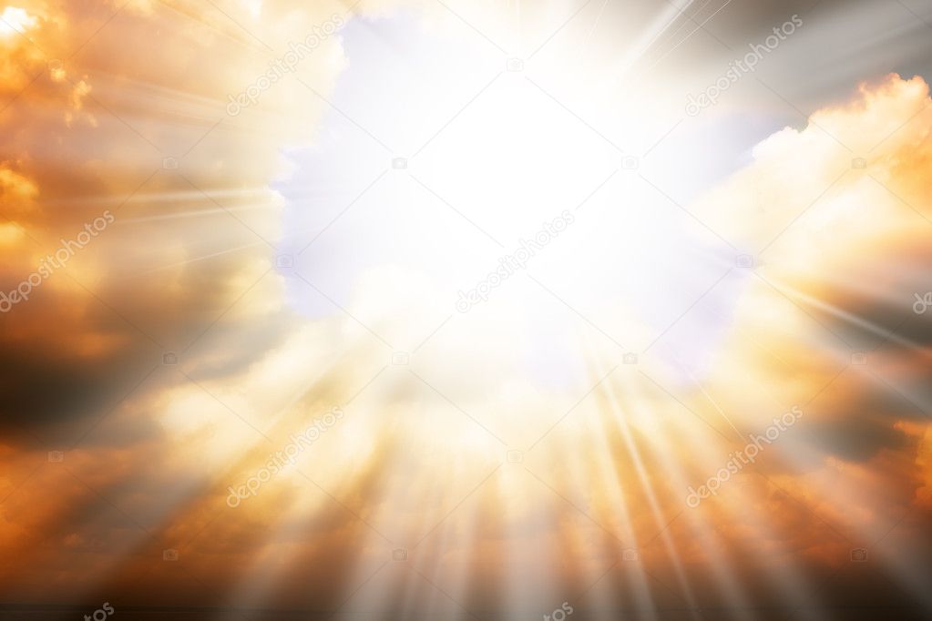 Heaven religion concept - sun rays and sky