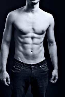 Man with sexy muscular ripped abs clipart