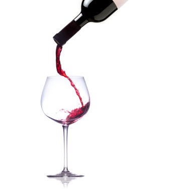 Pouring red wine into glass clipart