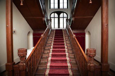 Old palace interior - wooden stairs clipart