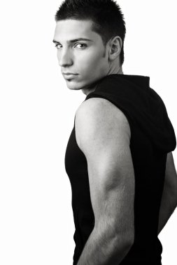 seksi genç adam beyaz izole