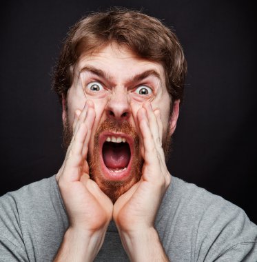 Scream of man making an announcement clipart