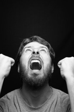 Scream of angry rebel man clipart