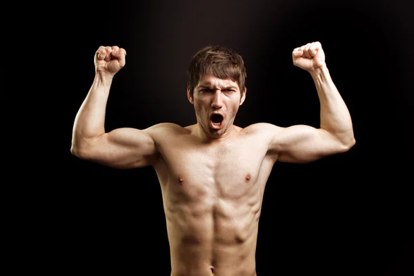 Grito de bravo muscular bravo homem forte — Fotografia de Stock