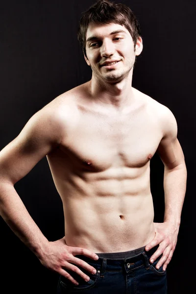 Hombre sexy sin camisa con el abdomen muscular —  Fotos de Stock