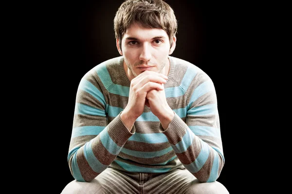 Handsome confident man isolated on black — Stock Photo, Image