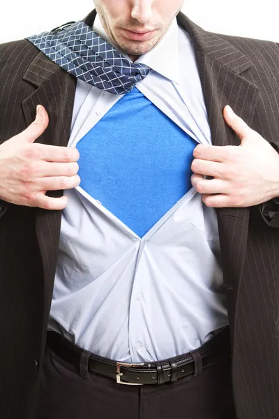 Koncepcja Biznesowa Supermana - super bohater biznesmen — Zdjęcie stockowe