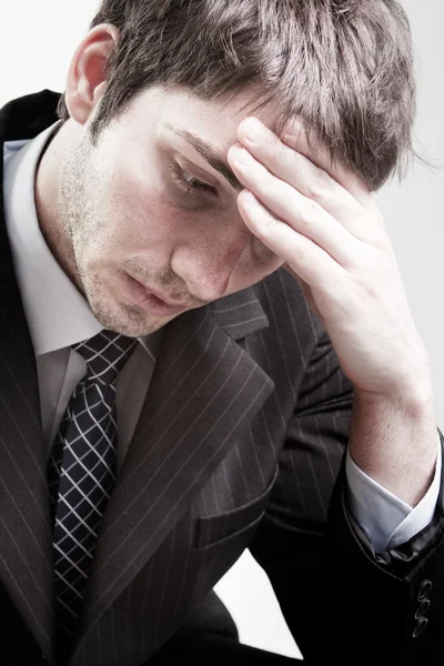 Depressziós, szomorú, fáradt üzletember — Stock Fotó