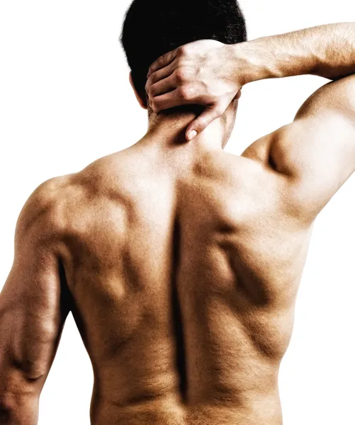 Pescoço dor nas costas — Fotografia de Stock