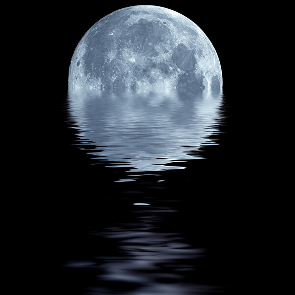 Blue moon over water