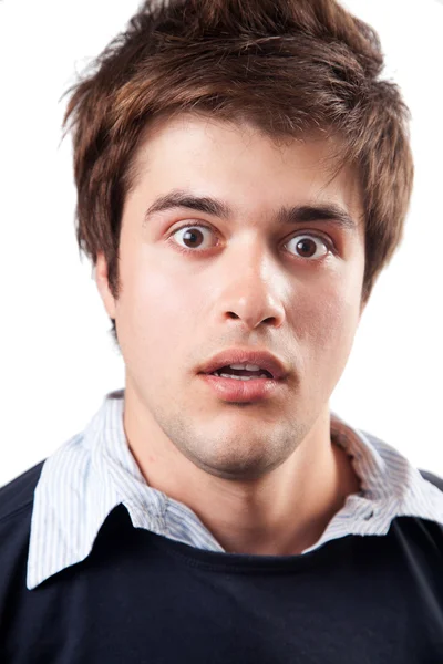 Överraskning och chock uttryck på manliga ansikte — Stockfoto