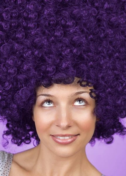 Joyful woman with funny hair coiffure Royalty Free Stock Photos