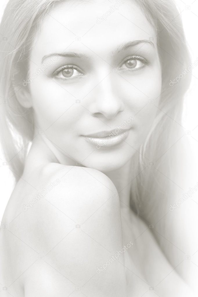 Artistic drawing portrait of sensual pure woman