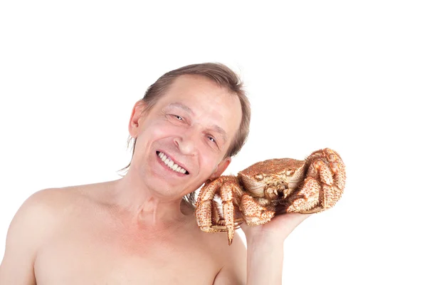 Mann mit Krabbe — Stockfoto