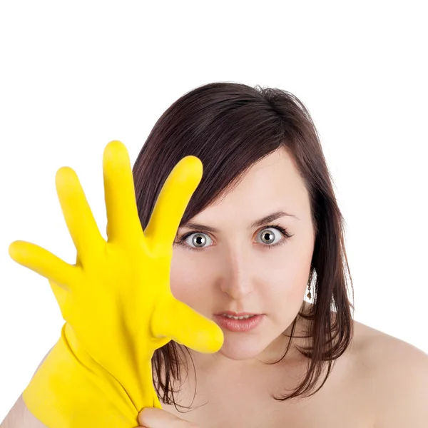 Mädchen und Handschuh — Stockfoto