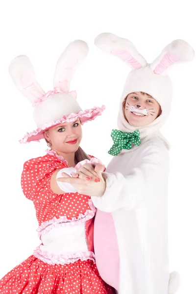 Cute bunnies dancing — Stock Photo, Image