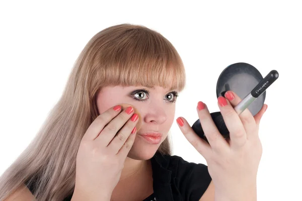 Menina fazendo maquiagem — Fotografia de Stock