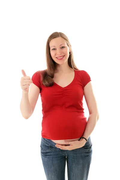 Усміхаючись вагітна жінка — стокове фото