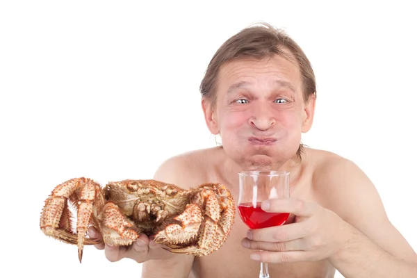 Krabben und Wein — Stockfoto