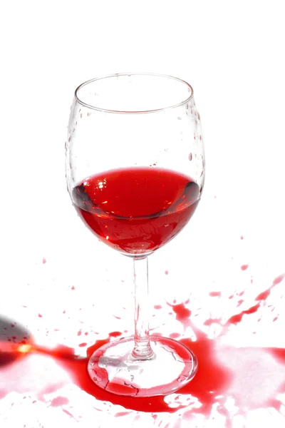After a party. Not accurately juicy wine. Isolated over white. Copy-space. — Stock Photo, Image