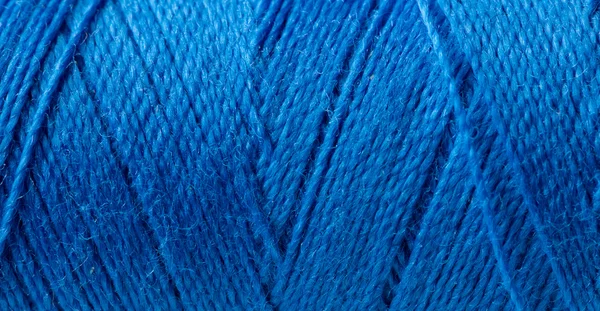 stock image Roll of blue yarn. Macro photo.